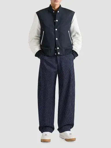 Givenchy Men's Blouson Jacket in Polyfaille with Embroidery - Navy White | Thumbnail 2 Givenchy Men's Blouson Jacket in Polyfaille with Embroidery - Navy White | Thumbnail 2