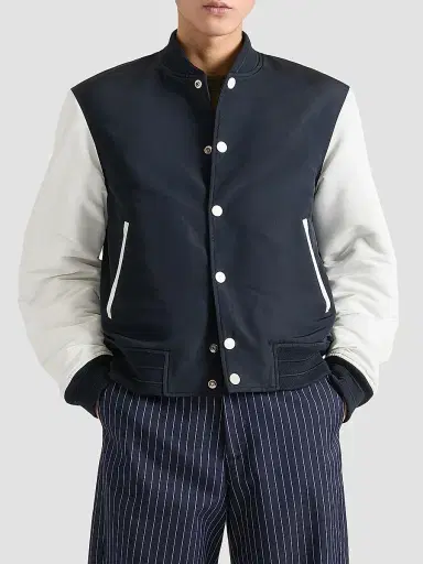 Givenchy Men's Blouson Jacket in Polyfaille with Embroidery - Navy White | Thumbnail 3 Givenchy Men's Blouson Jacket in Polyfaille with Embroidery - Navy White | Thumbnail 3