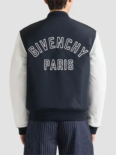 Givenchy Men's Blouson Jacket in Polyfaille with Embroidery - Navy White | Thumbnail 4 Givenchy Men's Blouson Jacket in Polyfaille with Embroidery - Navy White | Thumbnail 4