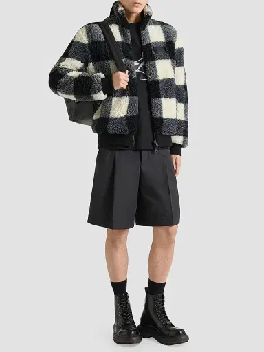 Givenchy Men's Checked Fleece Jacket - Black White | Thumbnail 2 Givenchy Men's Checked Fleece Jacket - Black White | Thumbnail 2