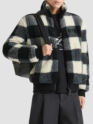 Givenchy Men's Checked Fleece Jacket - Black White | Thumbnail 3 Givenchy Men's Checked Fleece Jacket - Black White | Thumbnail 3