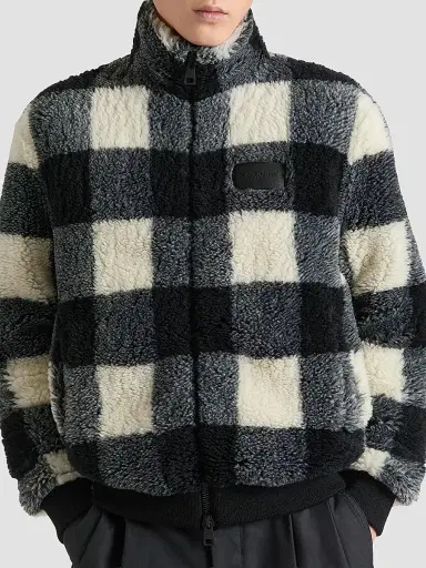 Givenchy Men's Checked Fleece Jacket - Black White | Thumbnail 5 Givenchy Men's Checked Fleece Jacket - Black White | Thumbnail 5