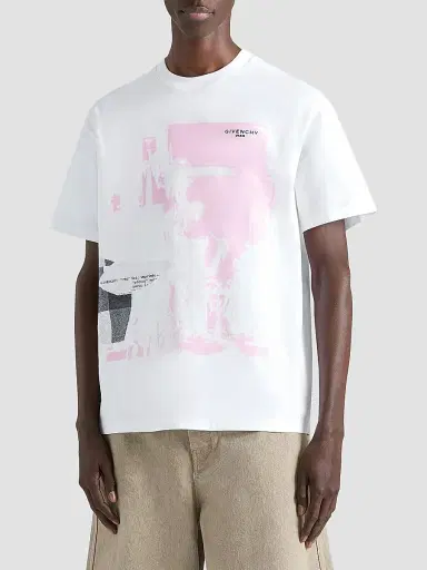 Givenchy Men's T-Shirt in Cotton with Ripped Paper Print - White | Thumbnail 4 Givenchy Men's T-Shirt in Cotton with Ripped Paper Print - White | Thumbnail 4