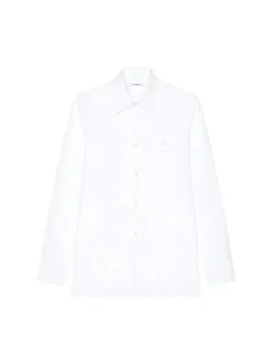 Givenchy Men's Shirt in Poplin with Logo Embroidery - White | Thumbnail 1 Givenchy Men's Shirt in Poplin with Logo Embroidery - White | Thumbnail 1