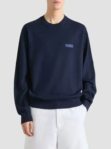 Givenchy Men's Sweater in Wool with Gros Grain Details - Night Blue | Thumbnail 3 Givenchy Men's Sweater in Wool with Gros Grain Details - Night Blue | Thumbnail 3
