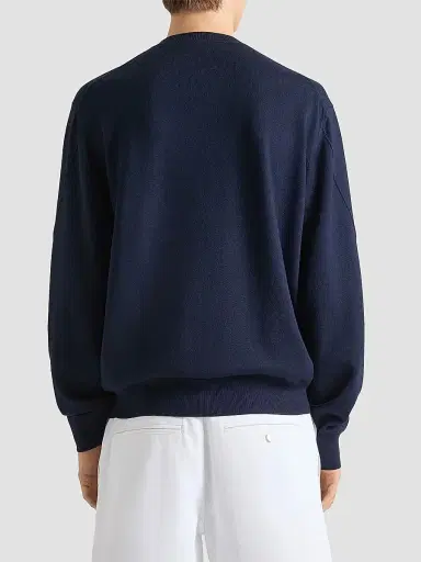 Givenchy Men's Sweater in Wool with Gros Grain Details - Night Blue | Thumbnail 4 Givenchy Men's Sweater in Wool with Gros Grain Details - Night Blue | Thumbnail 4