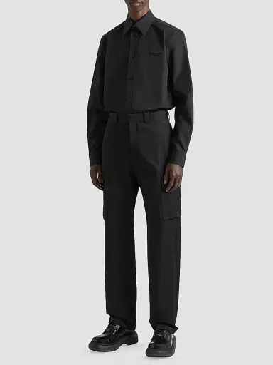 Givenchy Men's Shirt in Poplin with Logo Embroidery - Black | Thumbnail 2 Givenchy Men's Shirt in Poplin with Logo Embroidery - Black | Thumbnail 2