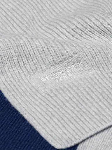 Givenchy Men's Bicolor Scarf in Wool and Cashmere - Midnight Blue Grey | Thumbnail 2 Givenchy Men's Bicolor Scarf in Wool and Cashmere - Midnight Blue Grey | Thumbnail 2