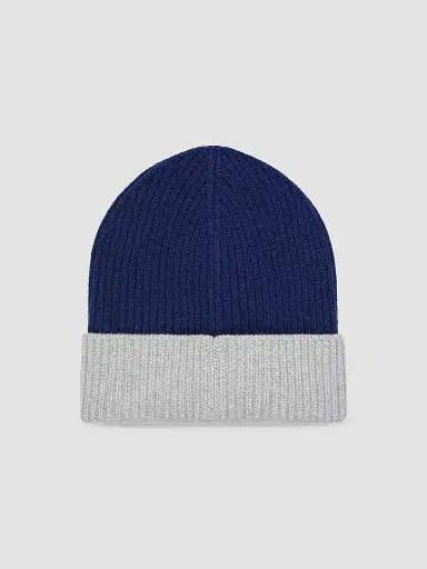 Givenchy Men's Bicolor Beanie in Wool and Cashmere - Midnight Blue Grey | Thumbnail 2 Givenchy Men's Bicolor Beanie in Wool and Cashmere - Midnight Blue Grey | Thumbnail 2