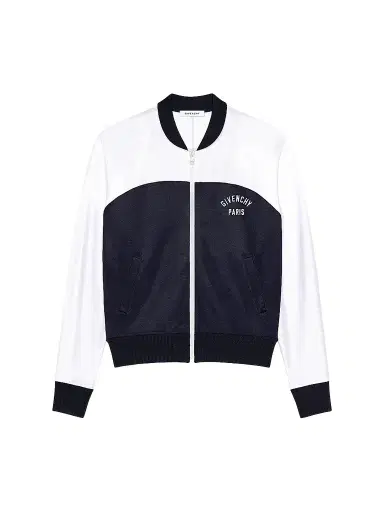 Givenchy Men's Blouson Jacket with Logo Embroidery - Navy White | Thumbnail 1 Givenchy Men's Blouson Jacket with Logo Embroidery - Navy White | Thumbnail 1