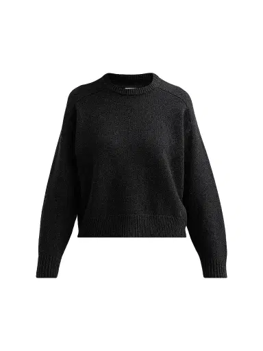Loulou de Saison Women's Breha Wool-Cashmere Piped Sweater - Charcoal Melange | Thumbnail 1 Loulou de Saison Women's Breha Wool-Cashmere Piped Sweater - Charcoal Melange | Thumbnail 1