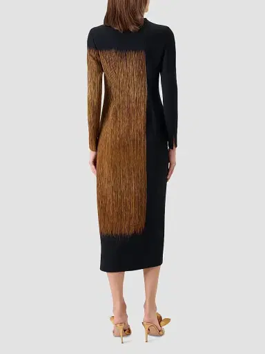 Akris Women's Abstract Print Wool-Blend Crewneck Midi Dress | Thumbnail 2 Akris Women's Abstract Print Wool-Blend Crewneck Midi Dress | Thumbnail 2