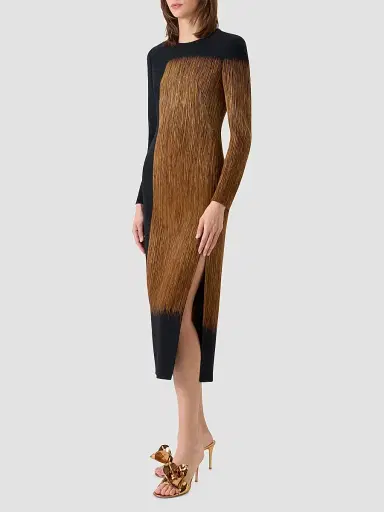 Akris Women's Abstract Print Wool-Blend Crewneck Midi Dress | Thumbnail 5 Akris Women's Abstract Print Wool-Blend Crewneck Midi Dress | Thumbnail 5