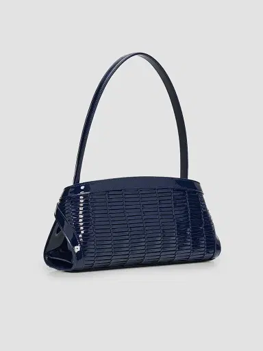 Ferragamo Women's Hug Whispers Patent Leather East-West Shoulder Bag - Navy | Thumbnail 3 Ferragamo Women's Hug Whispers Patent Leather East-West Shoulder Bag - Navy | Thumbnail 3