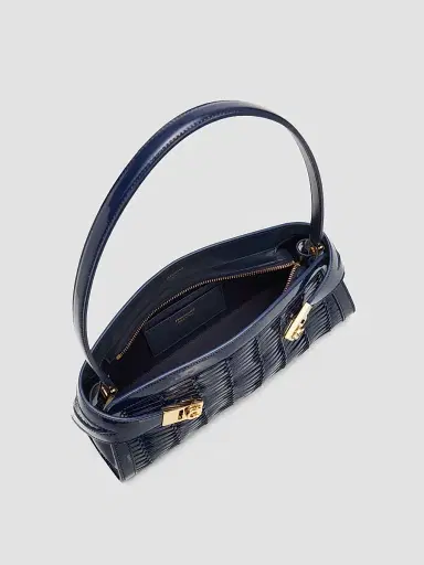 Ferragamo Women's Hug Whispers Patent Leather East-West Shoulder Bag - Navy | Thumbnail 4 Ferragamo Women's Hug Whispers Patent Leather East-West Shoulder Bag - Navy | Thumbnail 4
