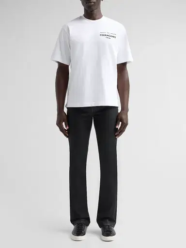 Ferragamo Men's Logo T-Shirt Short Sleeves T-Shirt - Bianco | Thumbnail 2 Ferragamo Men's Logo T-Shirt Short Sleeves T-Shirt - Bianco | Thumbnail 2