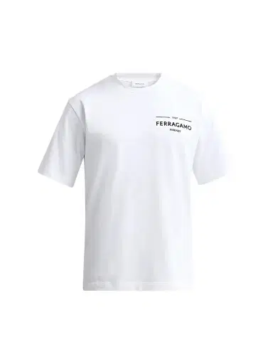 Ferragamo Men's Logo T-Shirt Short Sleeves T-Shirt - Bianco | Thumbnail 1 Ferragamo Men's Logo T-Shirt Short Sleeves T-Shirt - Bianco | Thumbnail 1