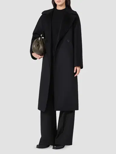Weekend Max Mara Women's Double Breasted Wool Coat - Black | Thumbnail 2 Weekend Max Mara Women's Double Breasted Wool Coat - Black | Thumbnail 2