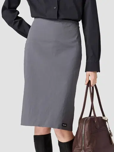 Miu Miu Women's Stretch Poplin Skirt - Grey | Thumbnail 2 Miu Miu Women's Stretch Poplin Skirt - Grey | Thumbnail 2