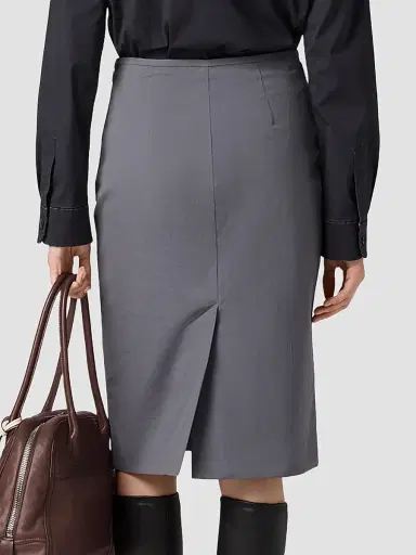 Miu Miu Women's Stretch Poplin Skirt - Grey | Thumbnail 3 Miu Miu Women's Stretch Poplin Skirt - Grey | Thumbnail 3