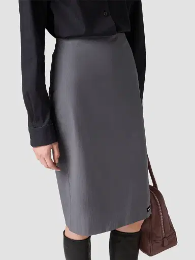 Miu Miu Women's Stretch Poplin Skirt - Grey | Thumbnail 5 Miu Miu Women's Stretch Poplin Skirt - Grey | Thumbnail 5