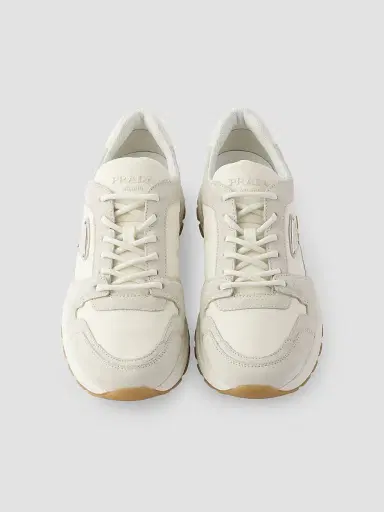 Prada Men's Prax Suede and Re-Nylon Sneakers - Off White | Thumbnail 4 Prada Men's Prax Suede and Re-Nylon Sneakers - Off White | Thumbnail 4