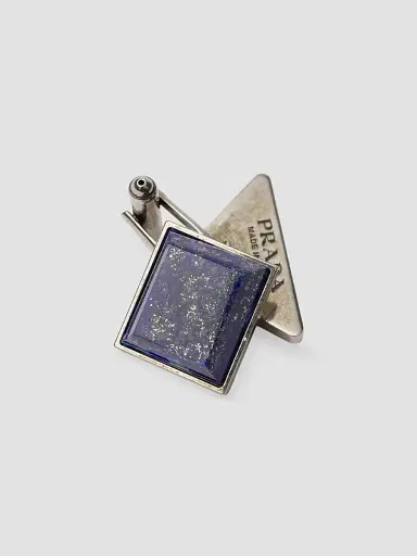 Prada Men's Metal and Semi-Precious Stone Cufflinks - Blue | Thumbnail 4 Prada Men's Metal and Semi-Precious Stone Cufflinks - Blue | Thumbnail 4