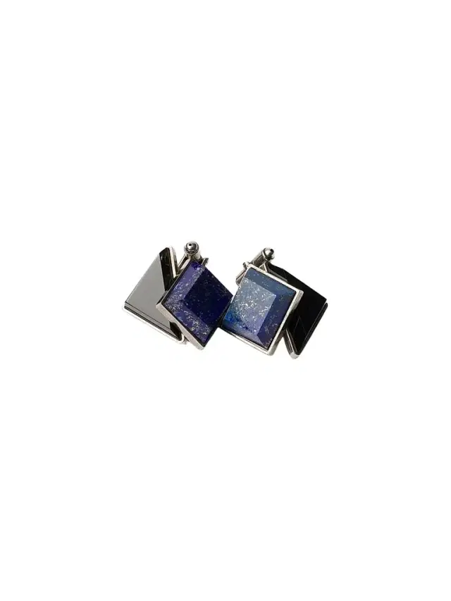 Men's Metal and Semi-Precious Stone Cufflinks - Blue Men's Metal and Semi-Precious Stone Cufflinks - Blue