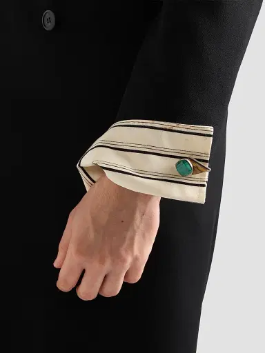 Prada Men's Metal and Semi-Precious Stone Cufflinks - Green | Thumbnail 2 Prada Men's Metal and Semi-Precious Stone Cufflinks - Green | Thumbnail 2