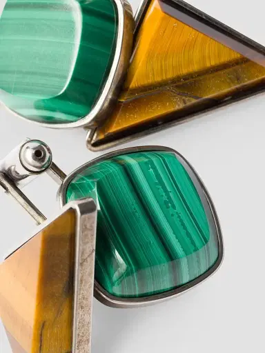 Prada Men's Metal and Semi-Precious Stone Cufflinks - Green | Thumbnail 4 Prada Men's Metal and Semi-Precious Stone Cufflinks - Green | Thumbnail 4