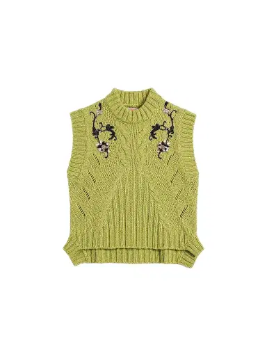 La DoubleJ Women's Cameo Vest Embroidered - Solid Light Green | Thumbnail 1 La DoubleJ Women's Cameo Vest Embroidered - Solid Light Green | Thumbnail 1
