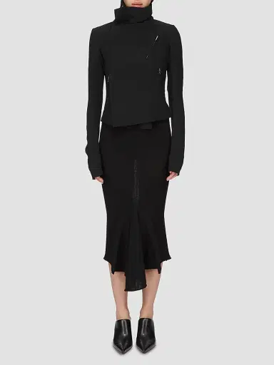 Rick Owens Women's Asymmetric High-Waisted Midi-Skirt - Black | Thumbnail 2 Rick Owens Women's Asymmetric High-Waisted Midi-Skirt - Black | Thumbnail 2