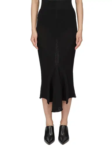 Rick Owens Women's Asymmetric High-Waisted Midi-Skirt - Black | Thumbnail 1 Rick Owens Women's Asymmetric High-Waisted Midi-Skirt - Black | Thumbnail 1