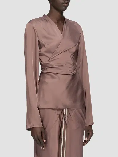 Rick Owens Women's Laura Satin Wrap T-Shirt - Grape | Thumbnail 3 Rick Owens Women's Laura Satin Wrap T-Shirt - Grape | Thumbnail 3