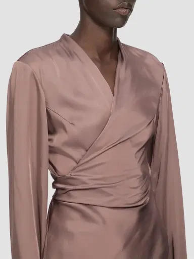 Rick Owens Women's Laura Satin Wrap T-Shirt - Grape | Thumbnail 4 Rick Owens Women's Laura Satin Wrap T-Shirt - Grape | Thumbnail 4