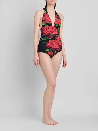 Dolce & Gabbana Women's St. Sicilia Retro One-Piece Swimsuit - Rose Nero | Thumbnail 4 Dolce & Gabbana Women's St. Sicilia Retro One-Piece Swimsuit - Rose Nero | Thumbnail 4
