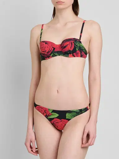 Dolce & Gabbana Women's St. Sicilia Printed Bikini - Rose Nero | Thumbnail 4 Dolce & Gabbana Women's St. Sicilia Printed Bikini - Rose Nero | Thumbnail 4