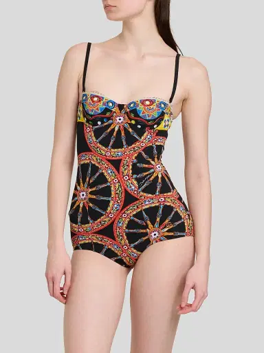 Dolce & Gabbana Women's St. Carretto Retro One-Piece Swimsuit - Carretto | Thumbnail 4 Dolce & Gabbana Women's St. Carretto Retro One-Piece Swimsuit - Carretto | Thumbnail 4
