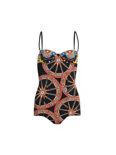 Dolce & Gabbana Women's St. Carretto Retro One-Piece Swimsuit - Carretto | Thumbnail 1 Dolce & Gabbana Women's St. Carretto Retro One-Piece Swimsuit - Carretto | Thumbnail 1