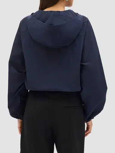 Another Tomorrow Women's Nylon Short Blouson Jacket - Navy | Thumbnail 4 Another Tomorrow Women's Nylon Short Blouson Jacket - Navy | Thumbnail 4