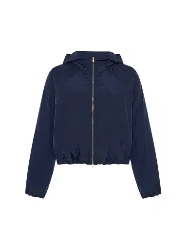 Another Tomorrow Women's Nylon Short Blouson Jacket - Navy | Thumbnail 1 Another Tomorrow Women's Nylon Short Blouson Jacket - Navy | Thumbnail 1