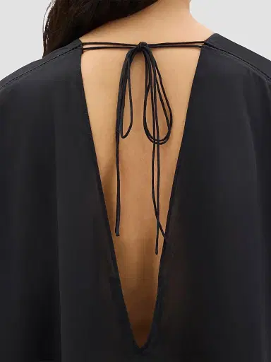 Another Tomorrow Women's Voile Caftan - Black | Thumbnail 5 Another Tomorrow Women's Voile Caftan - Black | Thumbnail 5
