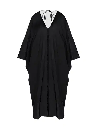 Another Tomorrow Women's Voile Caftan - Black | Thumbnail 1 Another Tomorrow Women's Voile Caftan - Black | Thumbnail 1