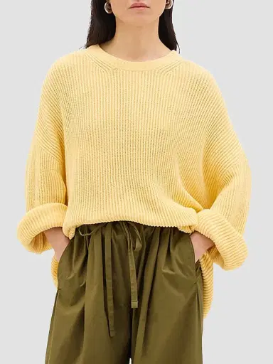 Another Tomorrow Women's Draped Crew Knit - Sun | Thumbnail 2 Another Tomorrow Women's Draped Crew Knit - Sun | Thumbnail 2