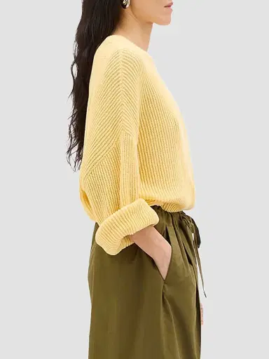 Another Tomorrow Women's Draped Crew Knit - Sun | Thumbnail 3 Another Tomorrow Women's Draped Crew Knit - Sun | Thumbnail 3
