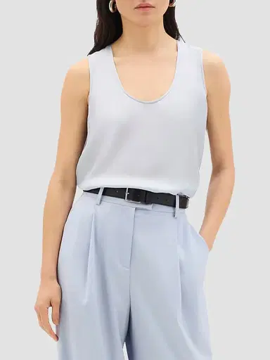 Another Tomorrow Women's Silk Tank - Sky | Thumbnail 2 Another Tomorrow Women's Silk Tank - Sky | Thumbnail 2