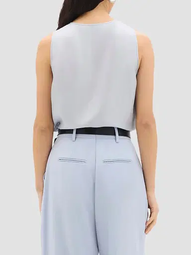 Another Tomorrow Women's Silk Tank - Sky | Thumbnail 4 Another Tomorrow Women's Silk Tank - Sky | Thumbnail 4