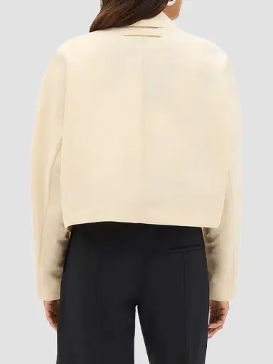 Another Tomorrow Women's Short Balmacaan Jacket - Sand | Thumbnail 4 Another Tomorrow Women's Short Balmacaan Jacket - Sand | Thumbnail 4