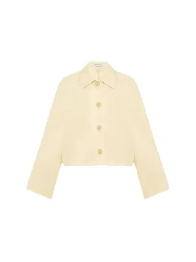 Another Tomorrow Women's Short Balmacaan Jacket - Sand | Thumbnail 1 Another Tomorrow Women's Short Balmacaan Jacket - Sand | Thumbnail 1