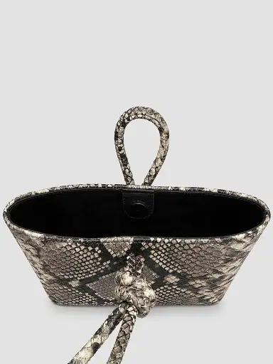 Ahikoza Women's The Senna Midi Snake-Embossed Printed Leather Top Handle Bag - Black And White | Thumbnail 2 Ahikoza Women's The Senna Midi Snake-Embossed Printed Leather Top Handle Bag - Black And White | Thumbnail 2